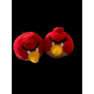 2010 Commonwealth Red White Yellow Black Angry Birds Soft Plush Lot Of 2
